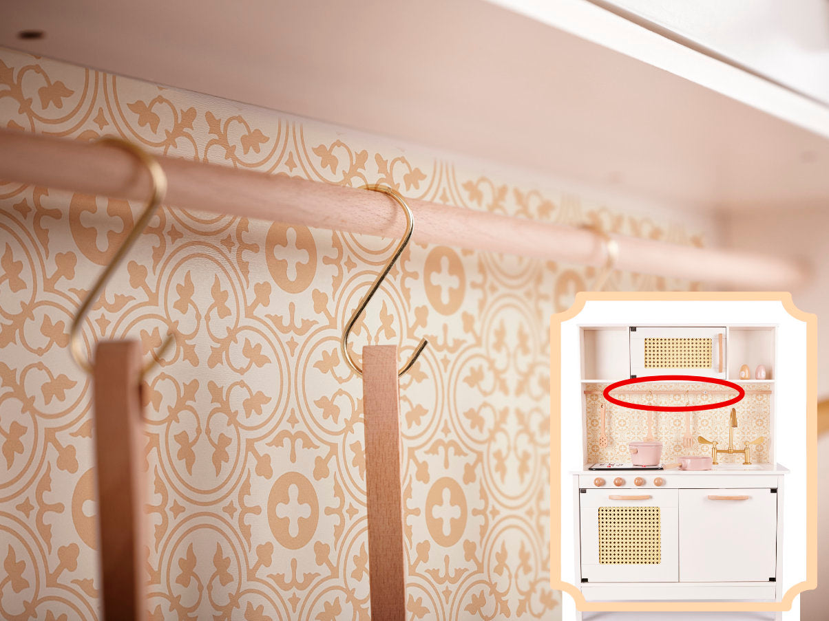Drewniana kuchnia dziecięca retro BOHO z akcesoriami 100 cm