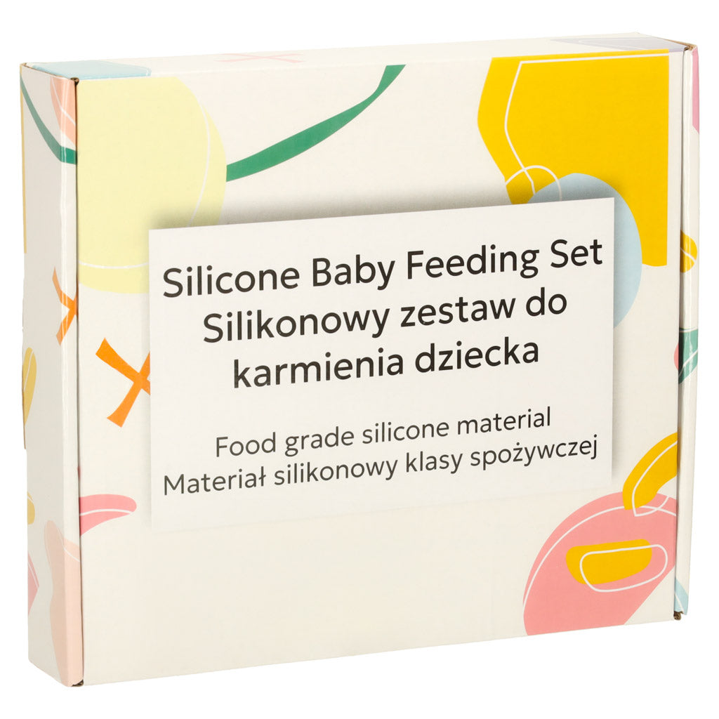 Naczynia silikonowe dla dzieci niemowląt zestaw stołowy 4 elementów miś niebieski
