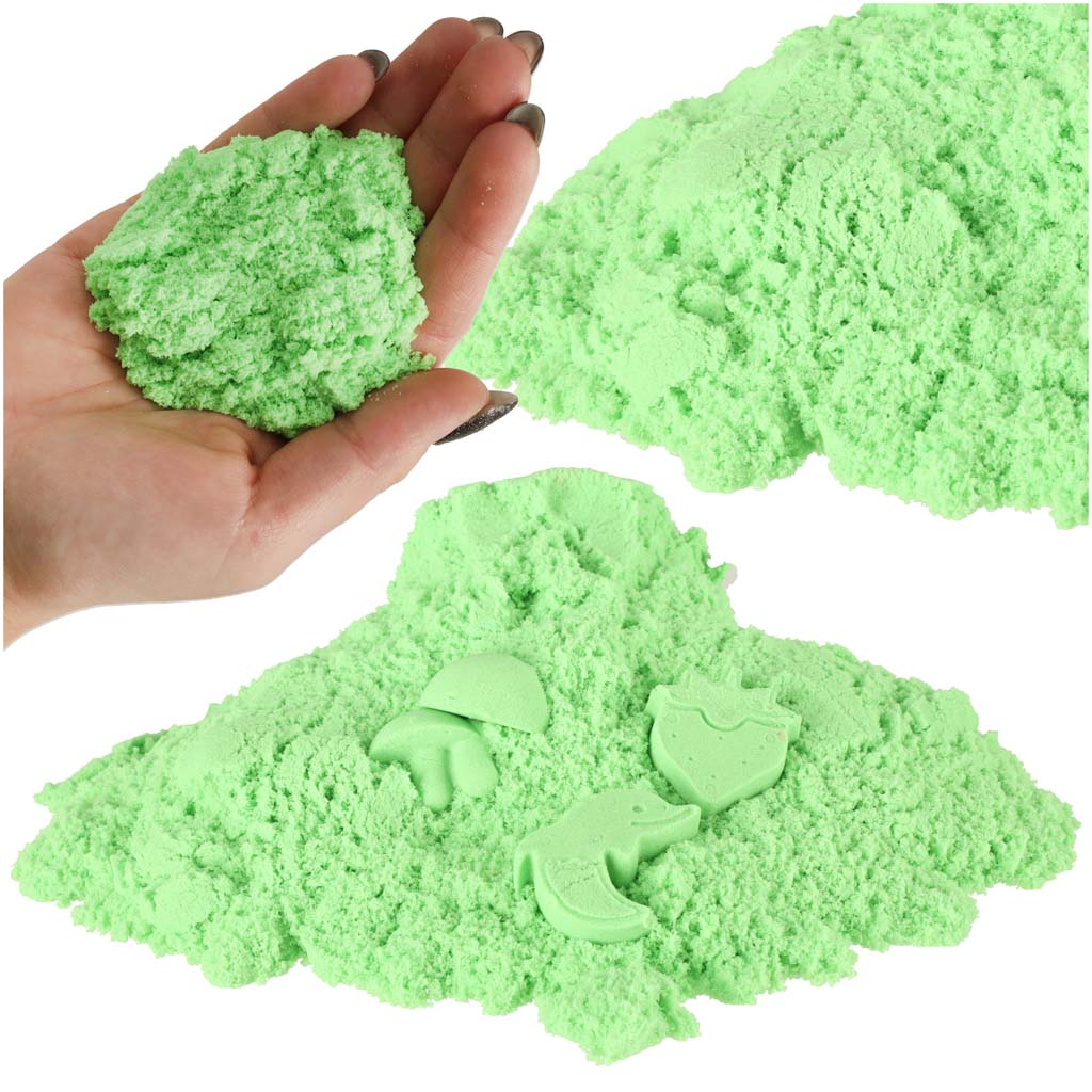 Piasek sensoryczny dla dzieci 1 kg zielony w woreczku