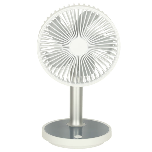 Wentylator biurkowy bezprzewodowy USB z akumulatorem 4 tryby pracy LED biały 30–38 cm