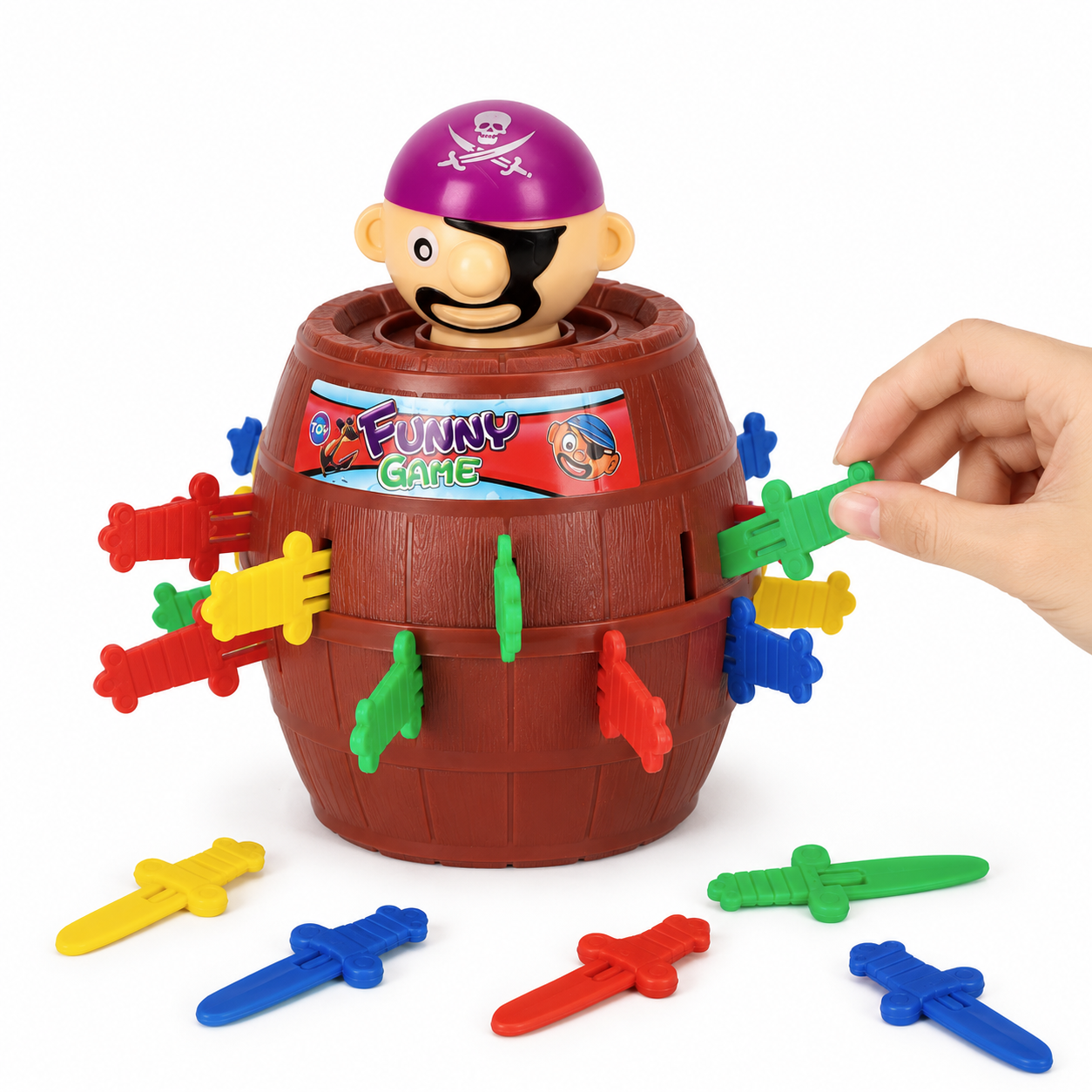 Gra zręcznościowa Szalony Pirat w beczce Ukłuj pirata 9 x 9 x 12,5 cm