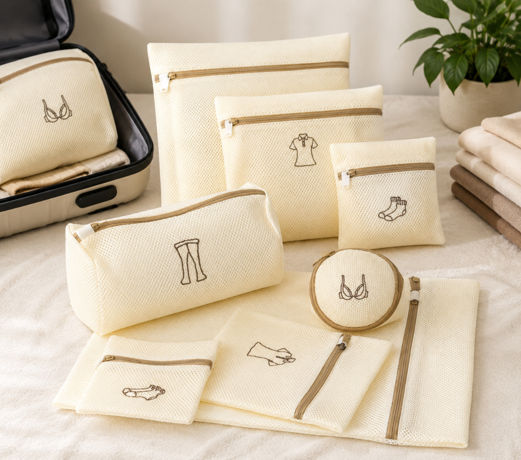Worek do prania bielizny oraz ubrań z zamkiem, 6 szt