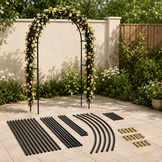 Pergola ogrodowa metalowa łuk LUARO 240 x 140 cm czarna