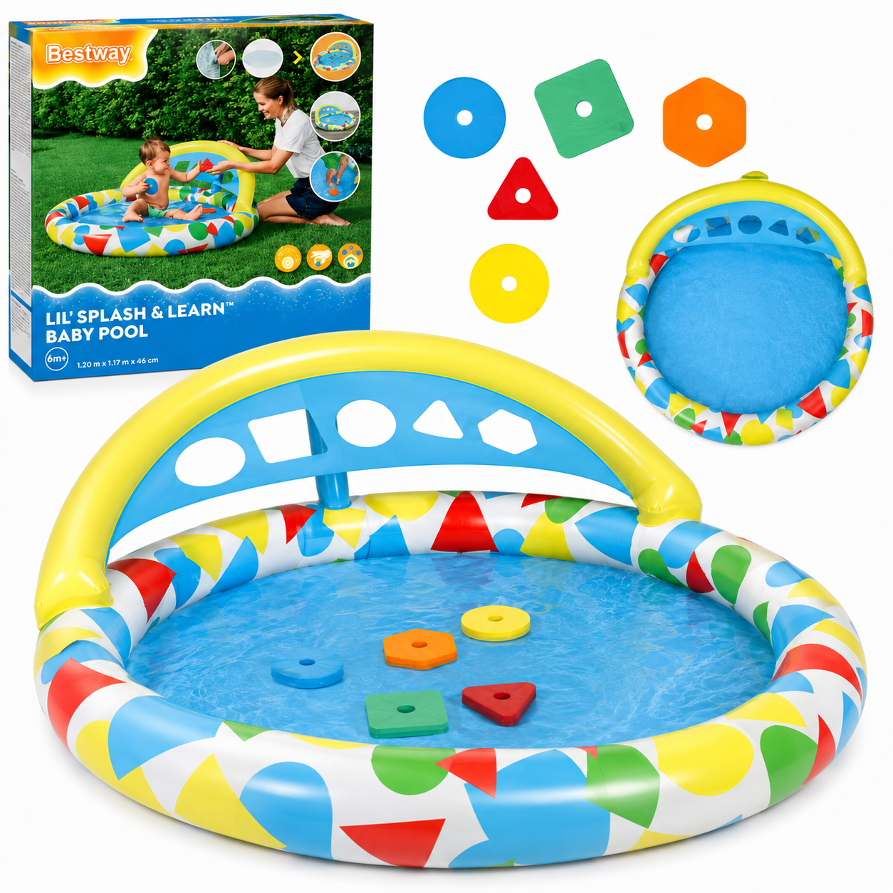 Dmuchany basen dziecięcy BESTWAY 52378 z sorterem kształtów 120 cm 8 m+