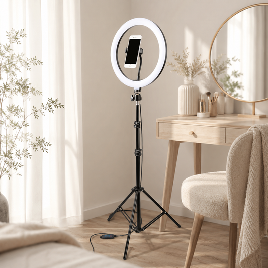 Lampa pierścieniowa LED 60W z uchwytem na telefon i statywem 220 cm