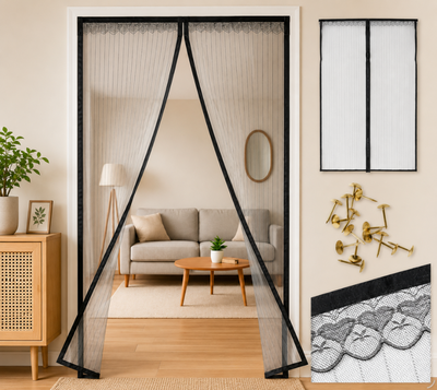 Moskitiera magnetyczna na drzwi 110 x 220 cm czarna