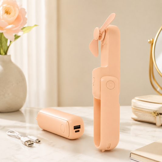 Składany mini wentylator USB przenośny 3W różowy