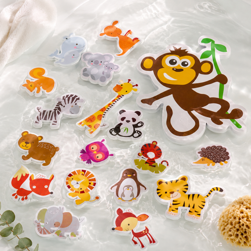 Piankowe puzzle do kąpieli zwierzątka 18 el.
