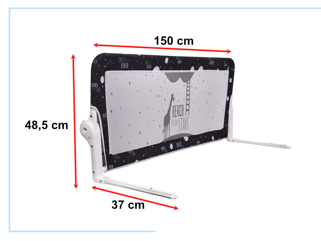 Barierka osłona ochronna do łóżka otwierana 150 cm czarna