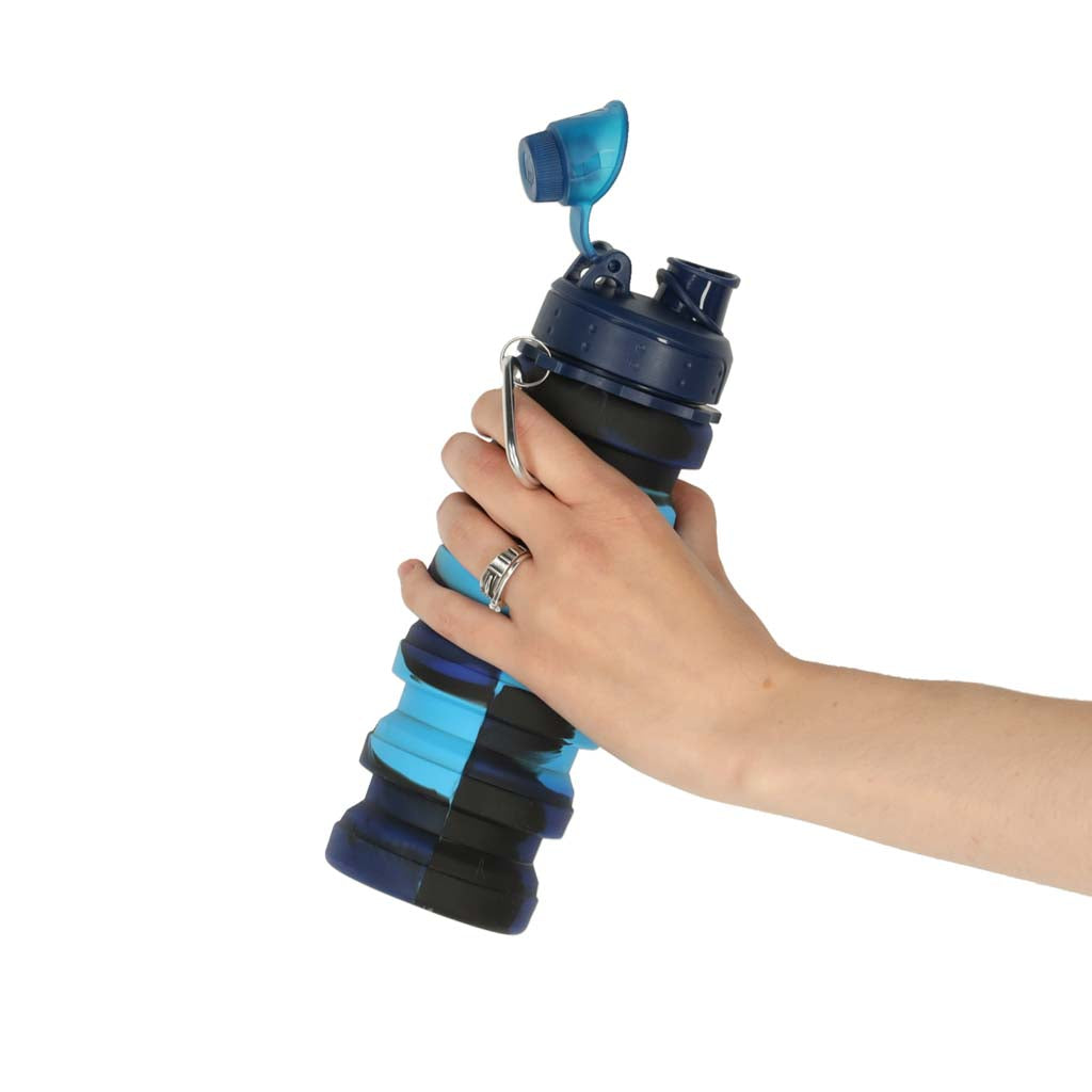 Butelka na wodę bidon, silikonowa składana z uchwytem, BPA FREE 500ml