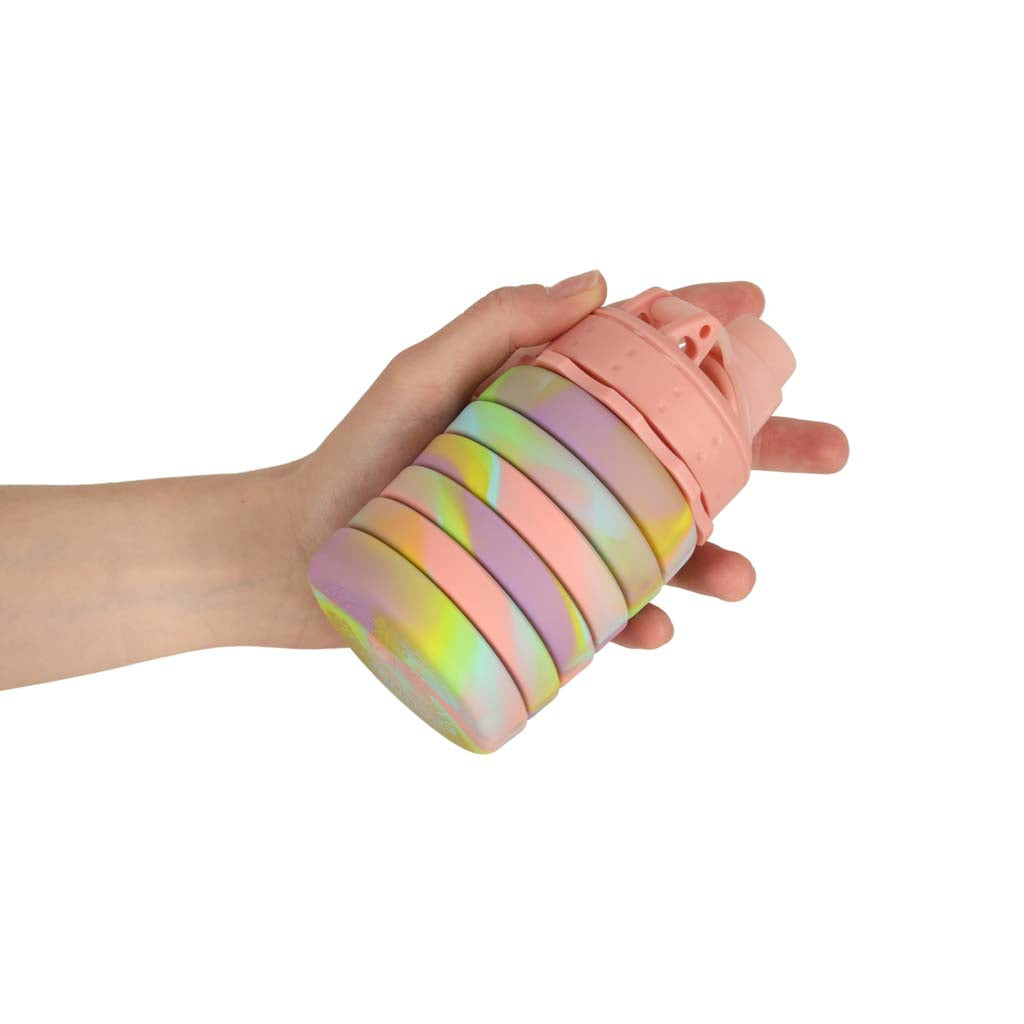 Butelka na wodę bidon silikonowy, składana z uchwytem BPA FREE, pojemność 500ml