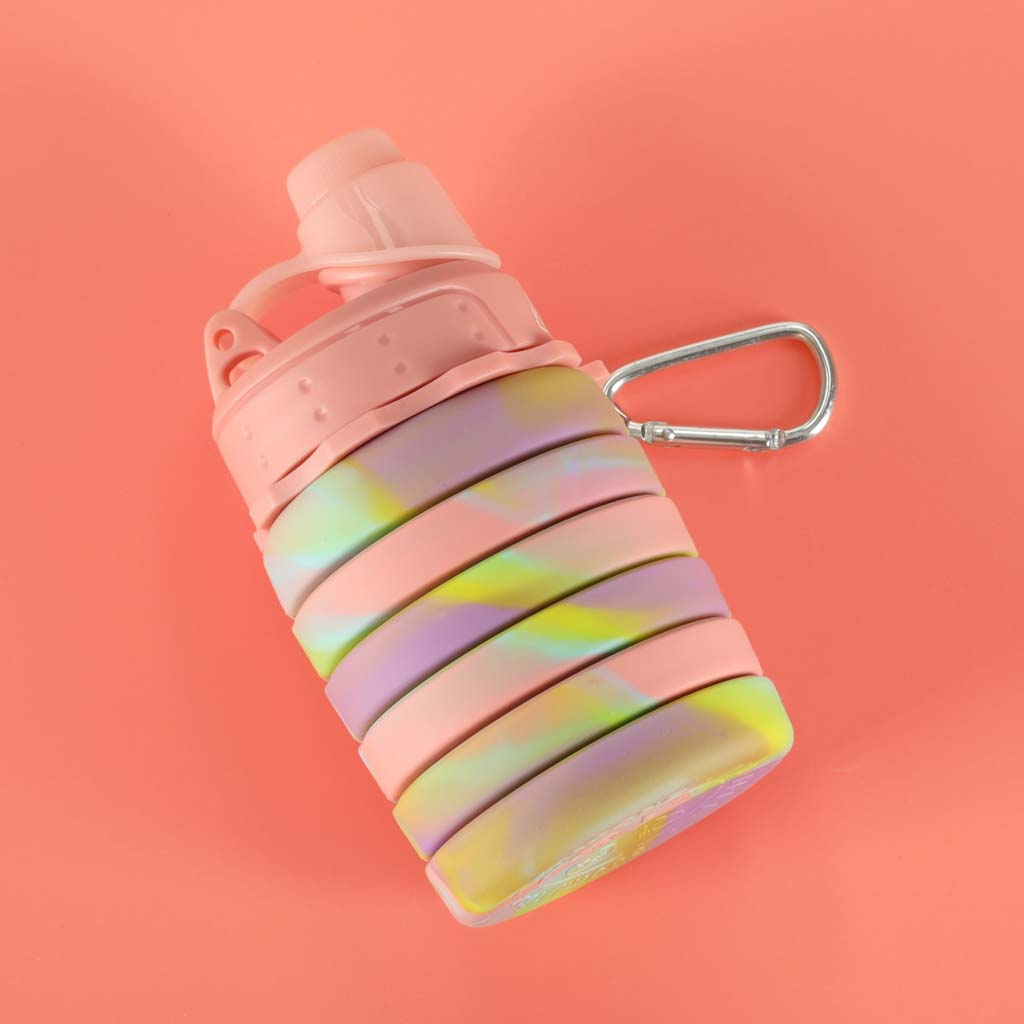 Butelka na wodę bidon silikonowy, składana z uchwytem BPA FREE, pojemność 500ml