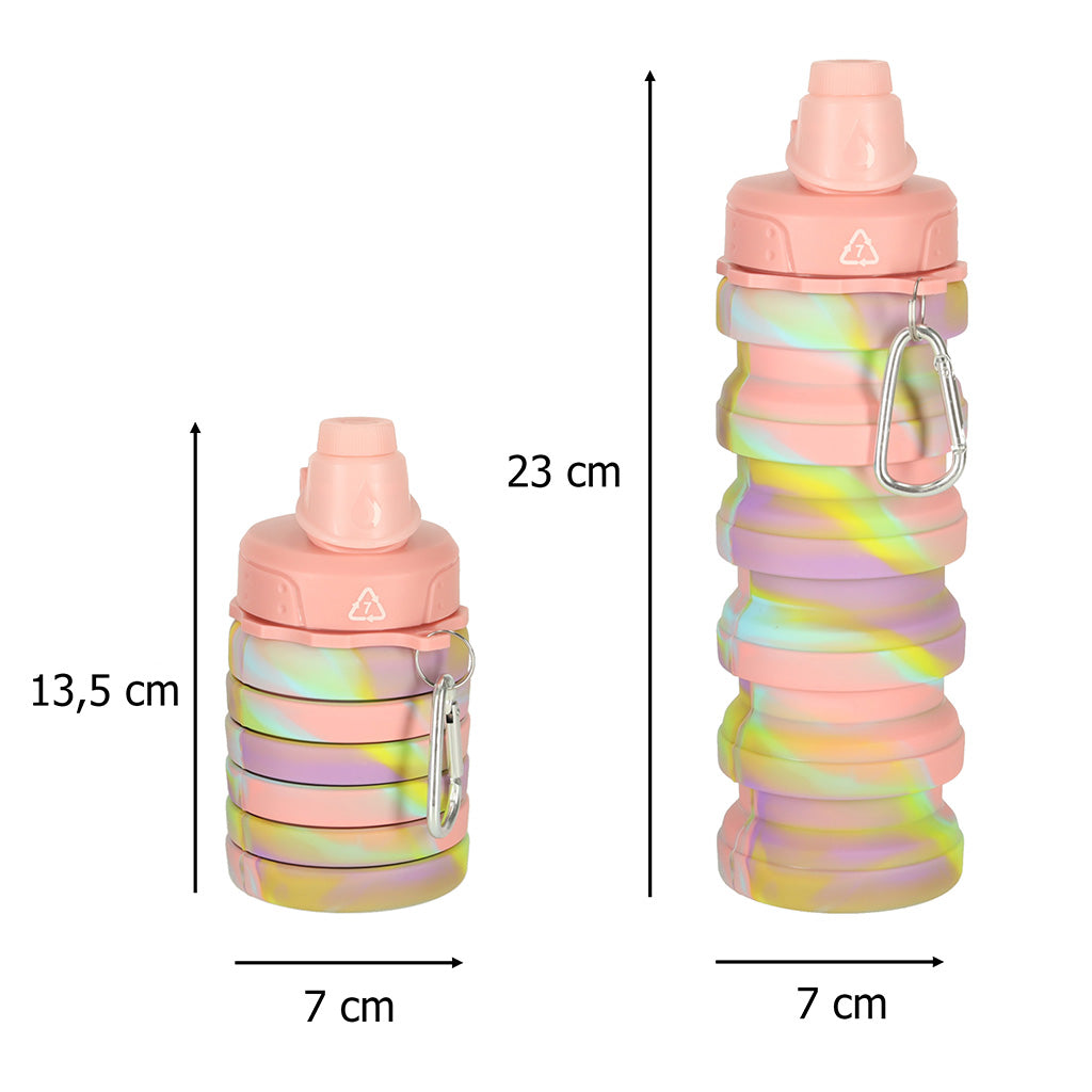 Butelka na wodę bidon silikonowy, składana z uchwytem BPA FREE, pojemność 500ml