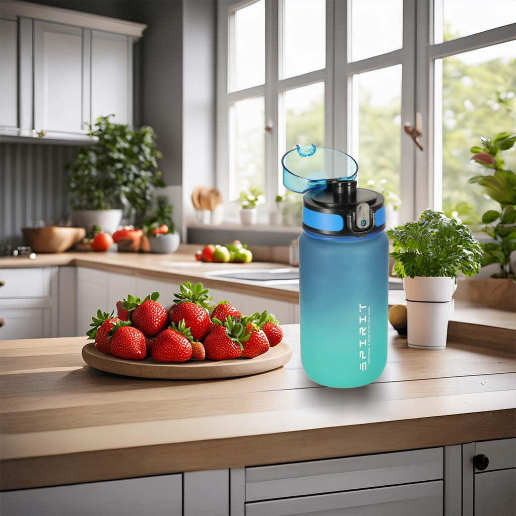 Butelka na wodę bidon z ustnikiem, BPA FREE 600ml, kolor niebiesko-zielony