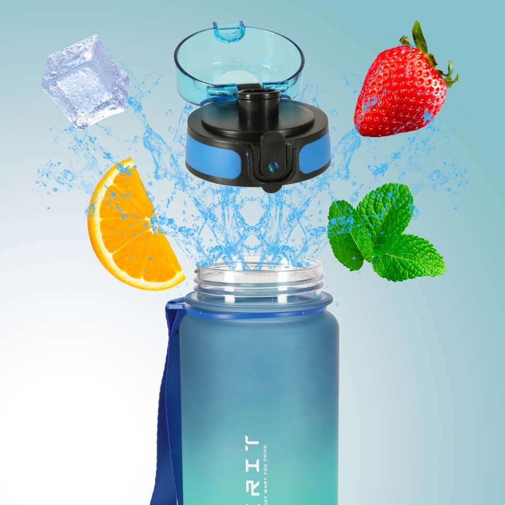 Butelka na wodę bidon z ustnikiem, BPA FREE 600ml, kolor niebiesko-zielony