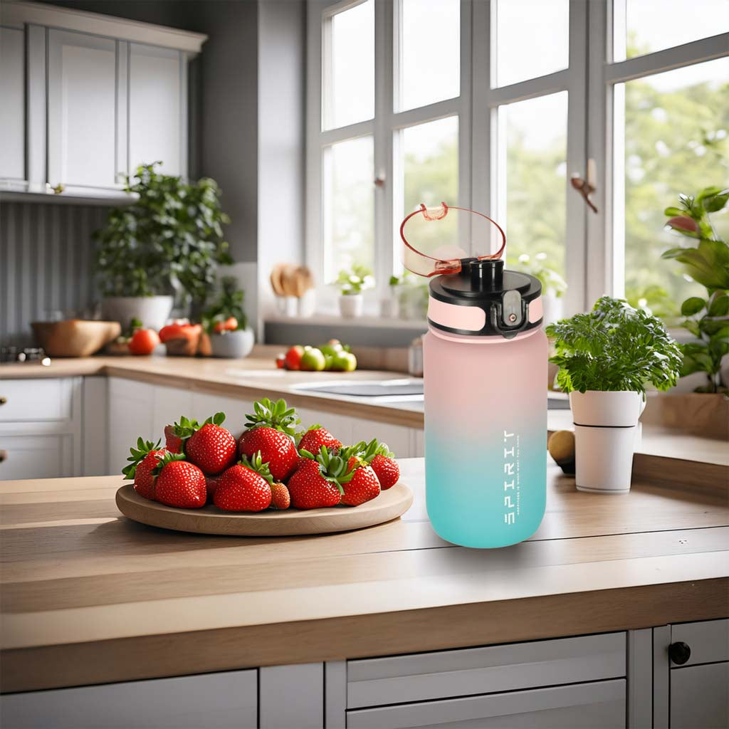 Butelka na wodę bidon z ustnikiem, BPA FREE 600ml, kolor różowo-niebieski