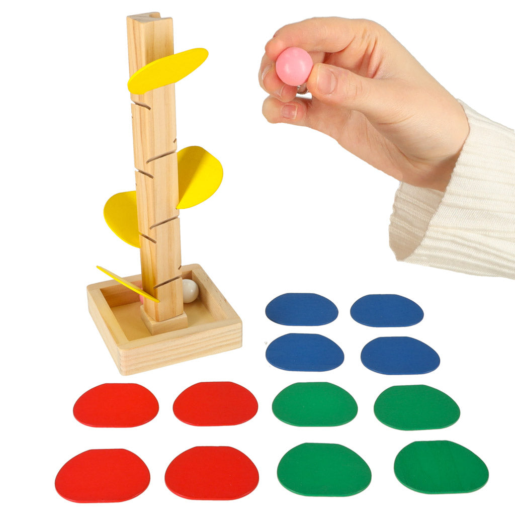 Drewniany tor kulkowy Montessori Drzewko edukacyjne 21 cm