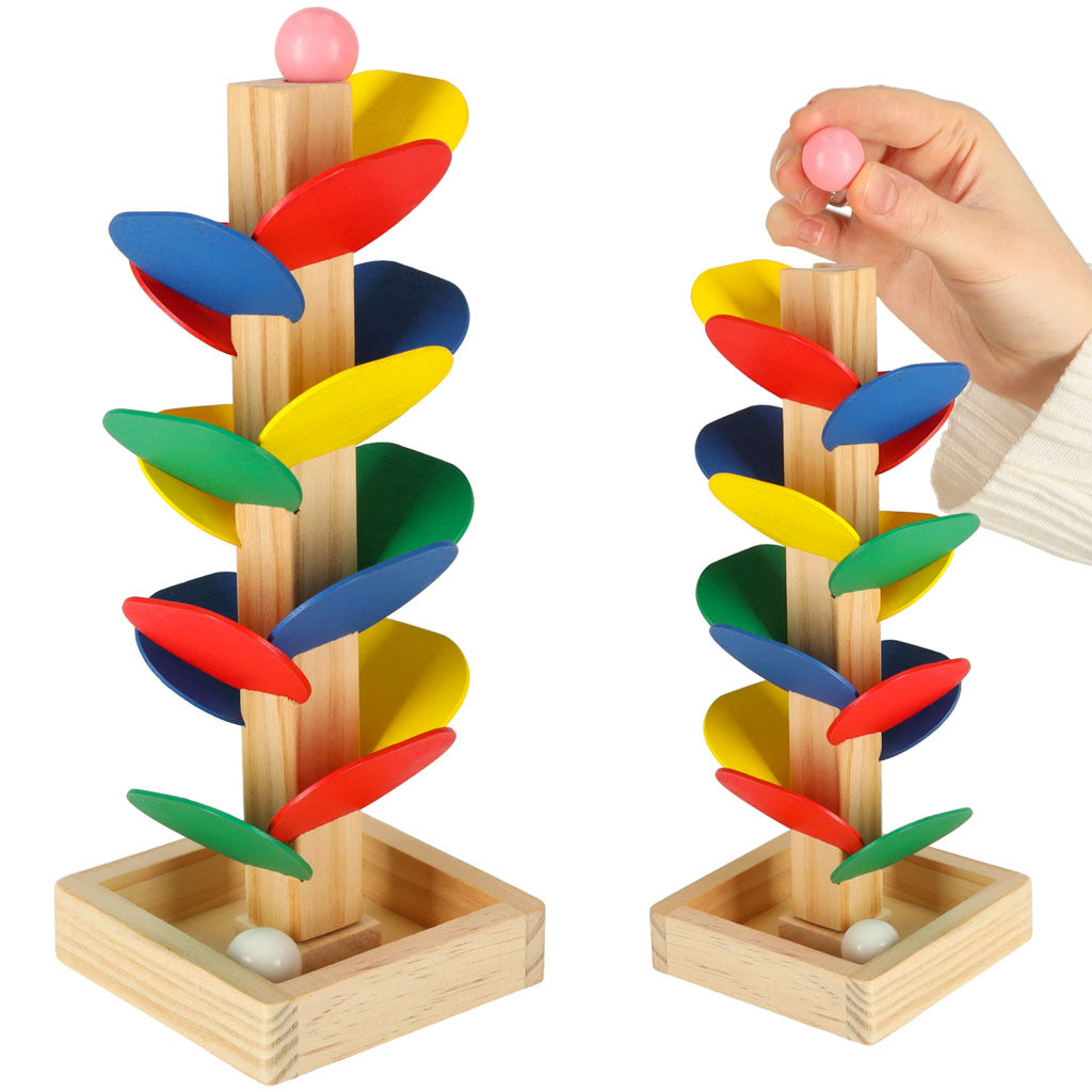 Drewniany tor kulkowy Montessori Drzewko edukacyjne 21 cm
