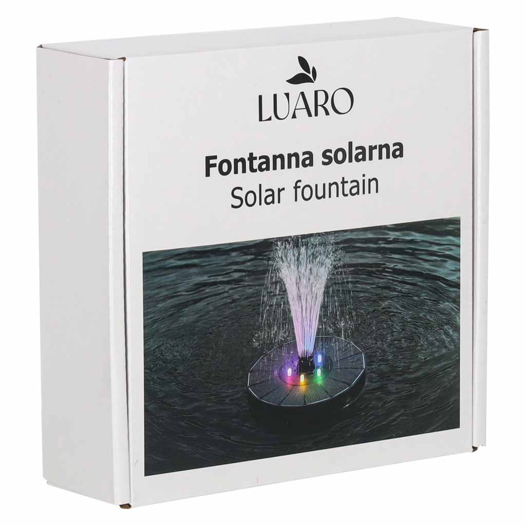 Fontanna solarna LUARO LED RGB do oczka wodnego, pływająca 16,5 cm, 8 dysz