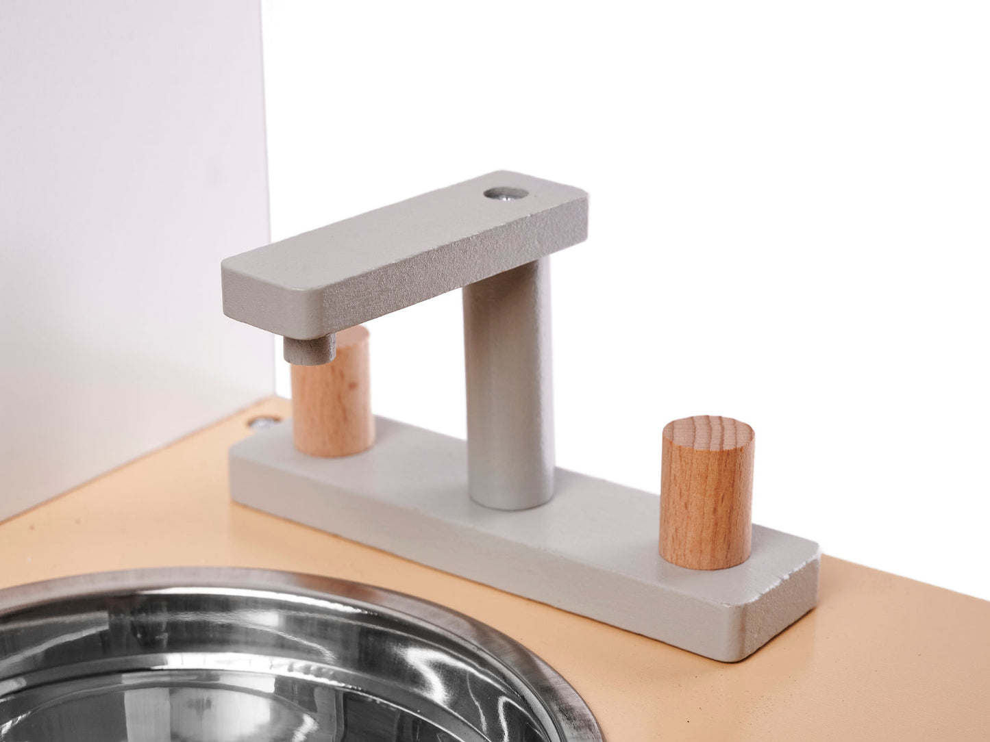 Drewniana kuchnia dziecięca MDF Modern Classic z akcesoriami, szara, 82 cm