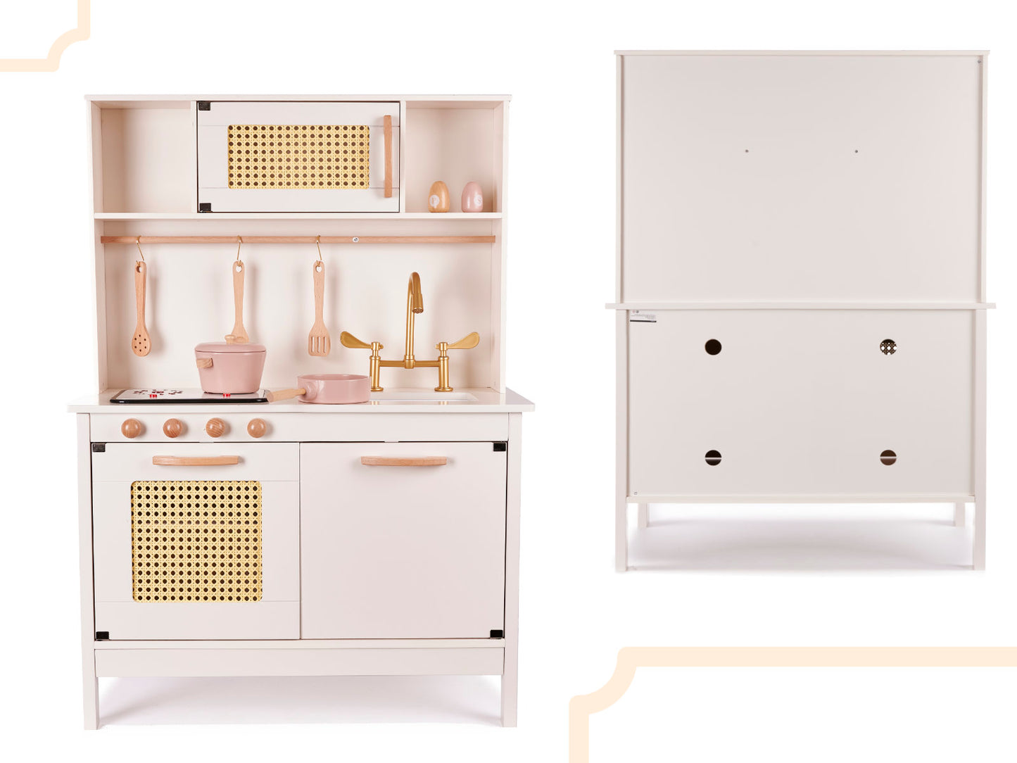 Drewniana kuchnia dziecięca retro BOHO z akcesoriami 100 cm