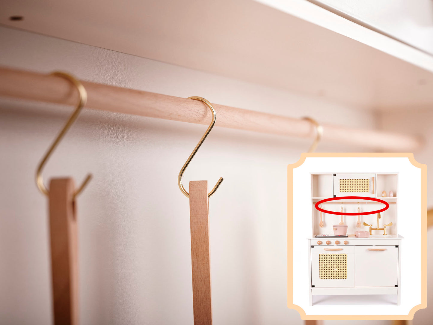 Drewniana kuchnia dziecięca retro BOHO z akcesoriami 100 cm