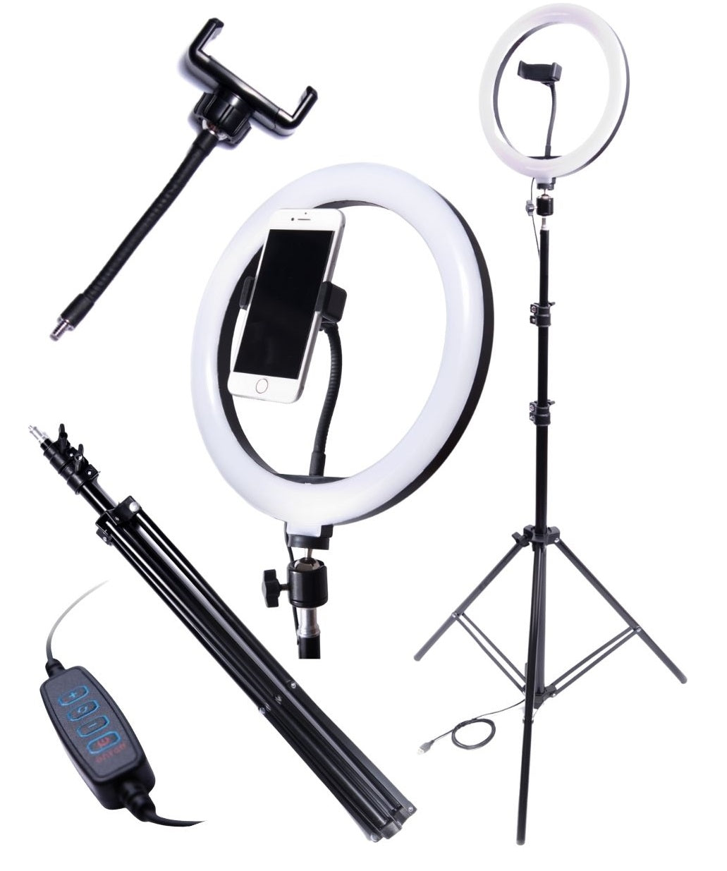 Lampa pierścieniowa LED 60W z uchwytem na telefon i statywem 220 cm