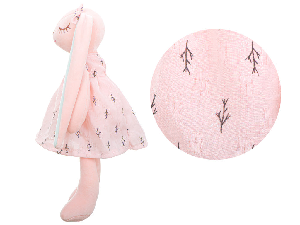 Pluszowy królik różowy 35 cm z sukienką