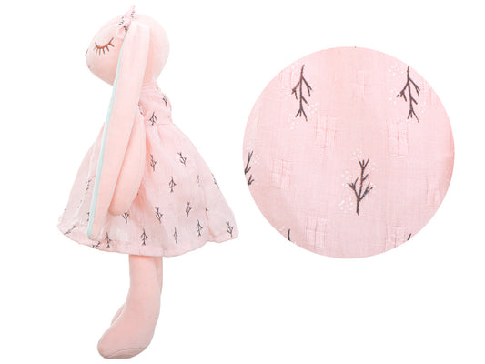 Pluszowy królik różowy 35 cm z sukienką