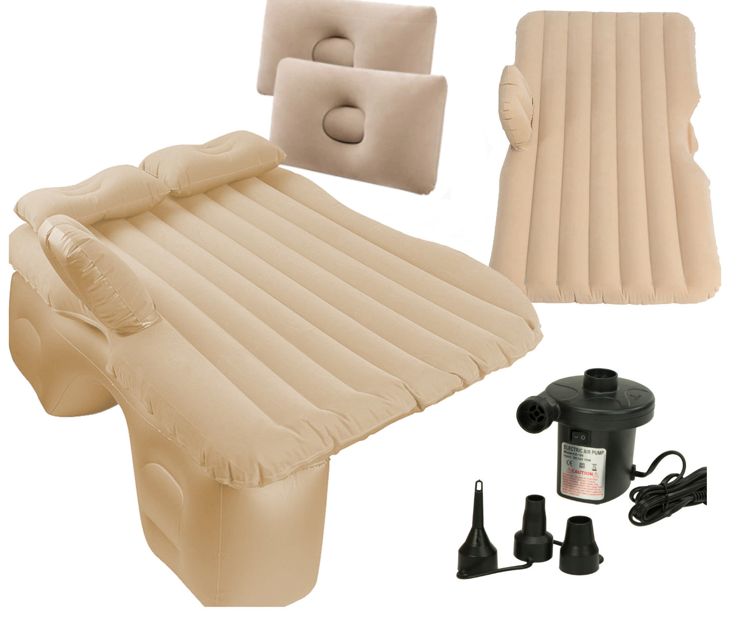 Materac samochodowy dmuchany 130 x 80 cm z pompką beżowy