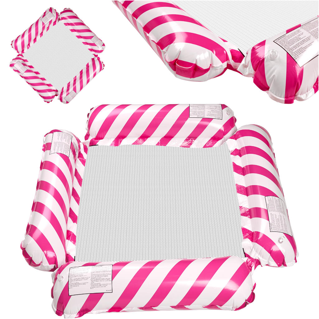 Dmuchany materac wodny 3w1 fotel plażowy basen różowy 100 x 100 cm