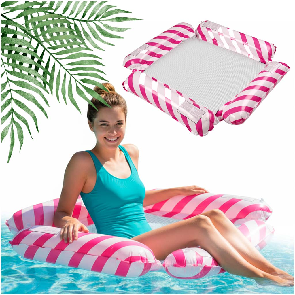 Dmuchany materac wodny 3w1 fotel plażowy basen różowy 100 x 100 cm