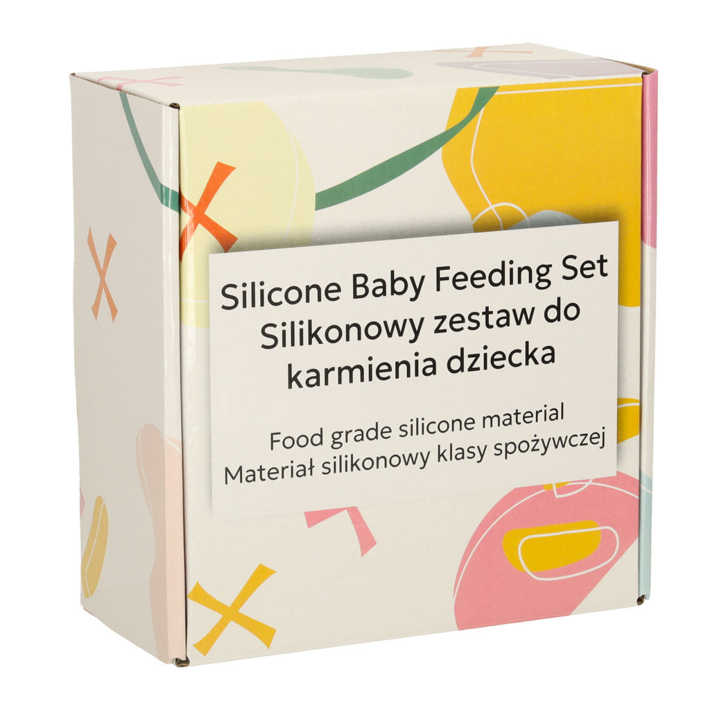 Zestaw naczyń silikonowych dla dzieci sowa 8 el. beżowy