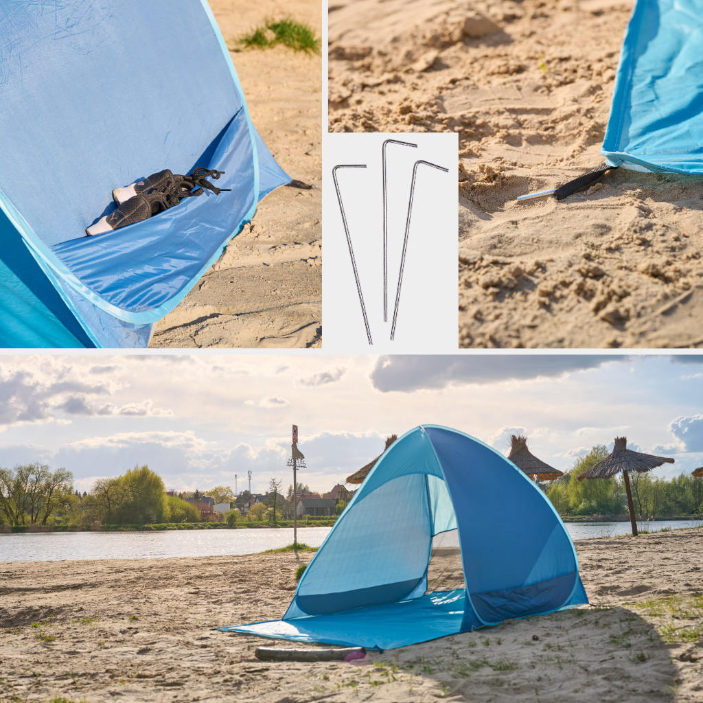 Namiot plażowy samorozkładający UV XXL z torbą – wodoodporny, z moskitierą i podłogą