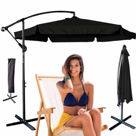 Parasol ogrodowy LUARO z bocznym wysięgnikiem 290 cm czarny