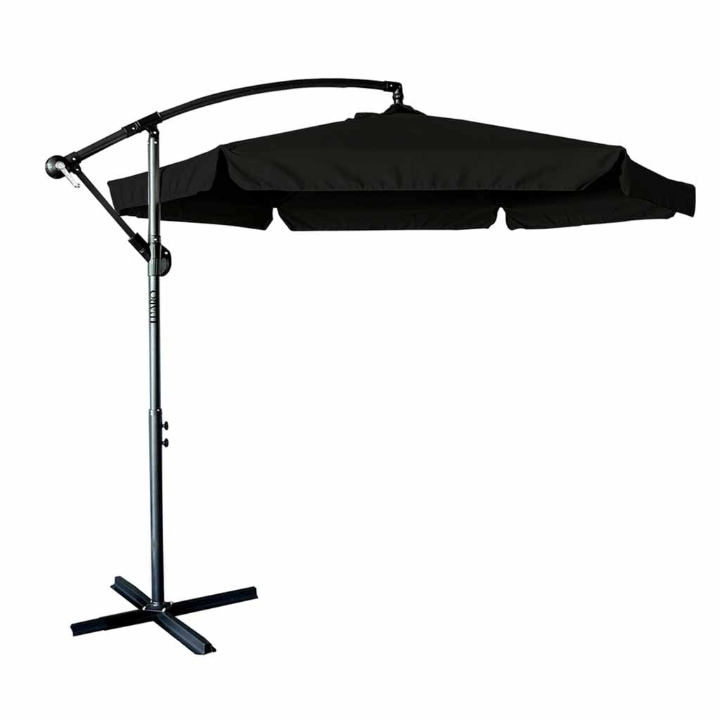 Parasol ogrodowy LUARO z bocznym wysięgnikiem 290 cm czarny