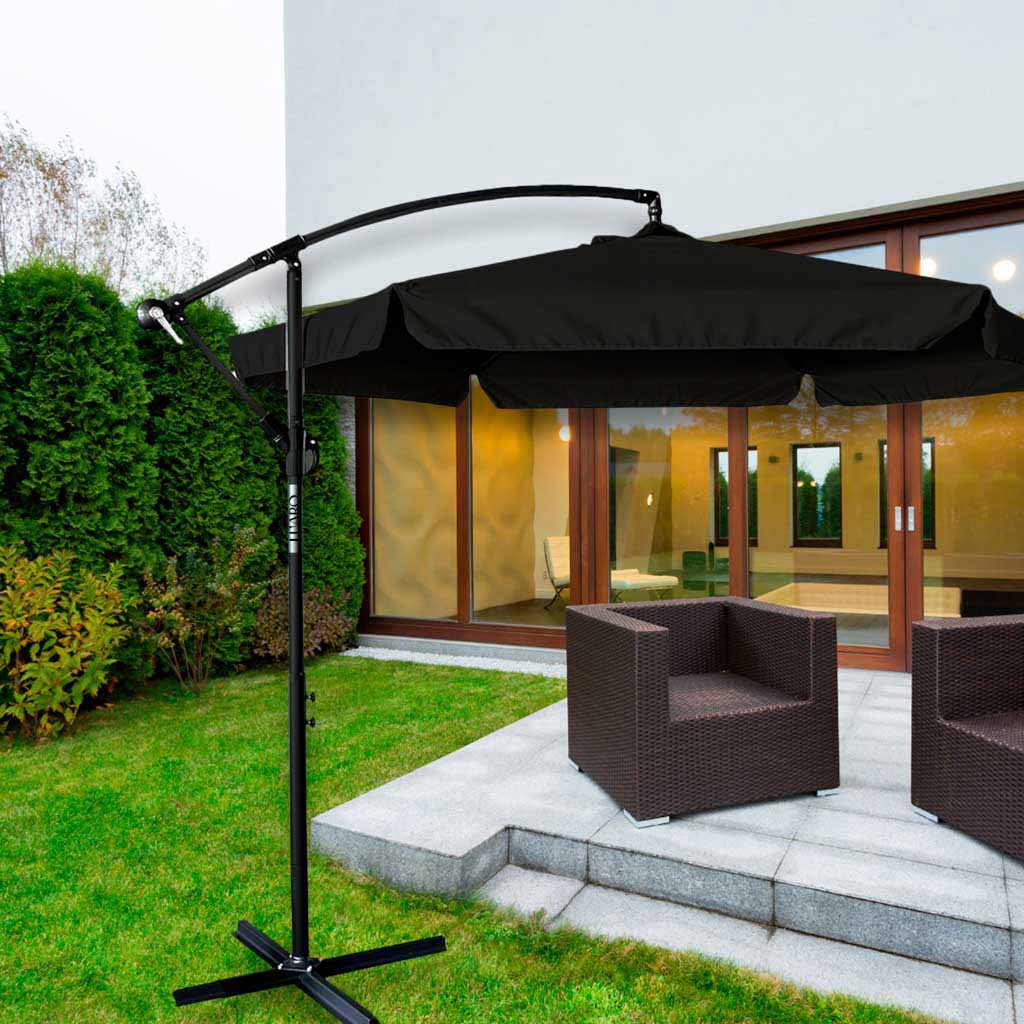 Parasol ogrodowy LUARO z bocznym wysięgnikiem 290 cm czarny