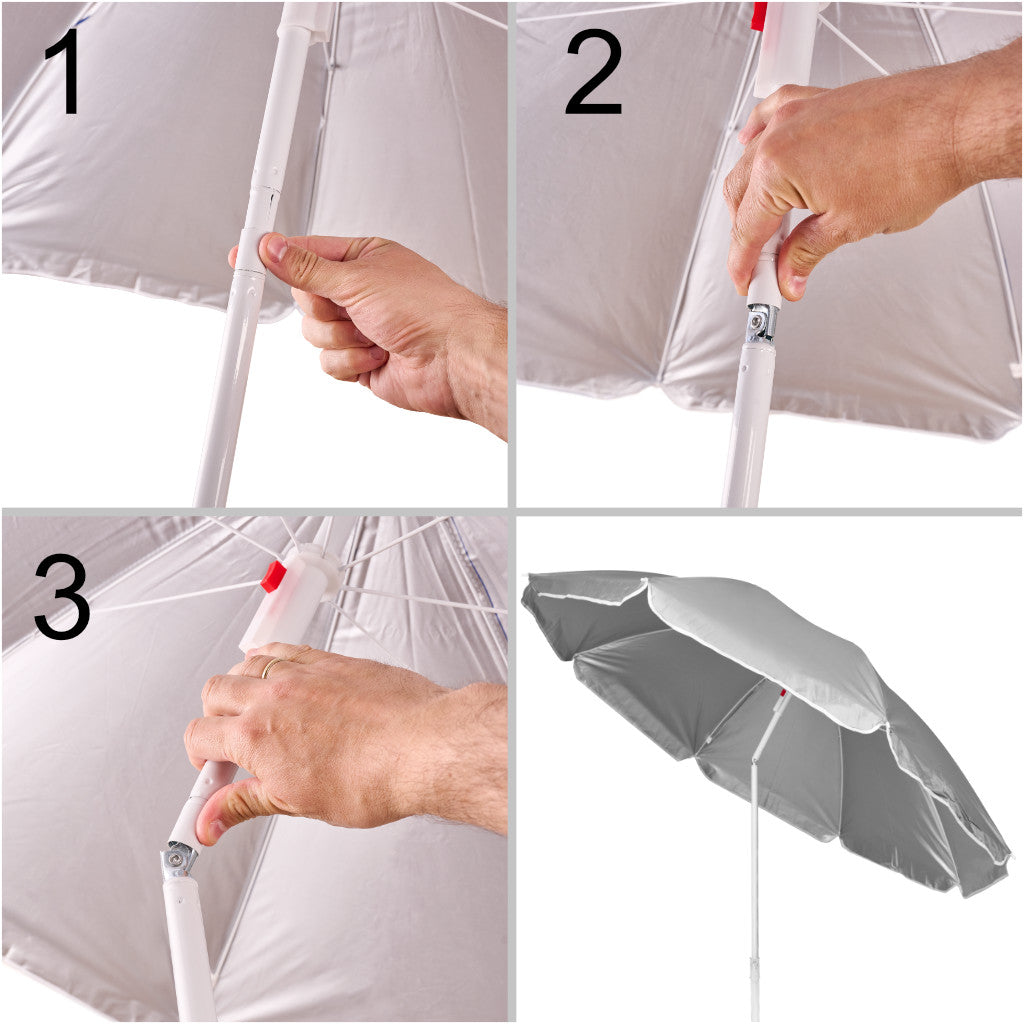 Parasol ogrodowy plażowy regulowany łamany składany UV 150cm szary