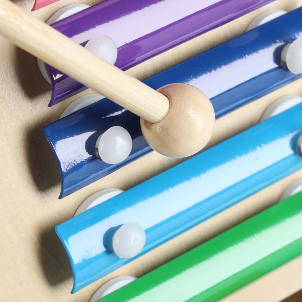 Drewniany pchacz edukacyjny 6w1 z kostką manipulacyjną