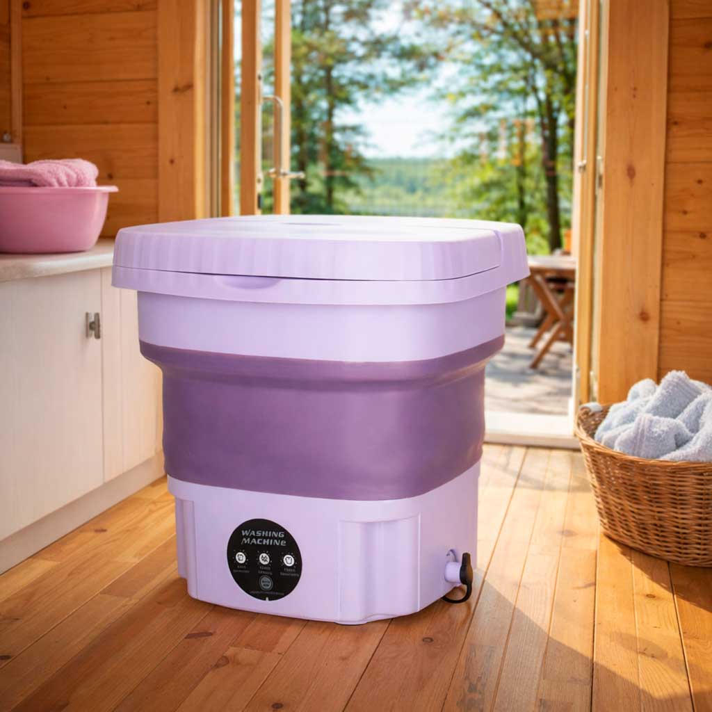 Pralka automatyczna turystyczna mini, przenośna, składana, 8l fioletowa
