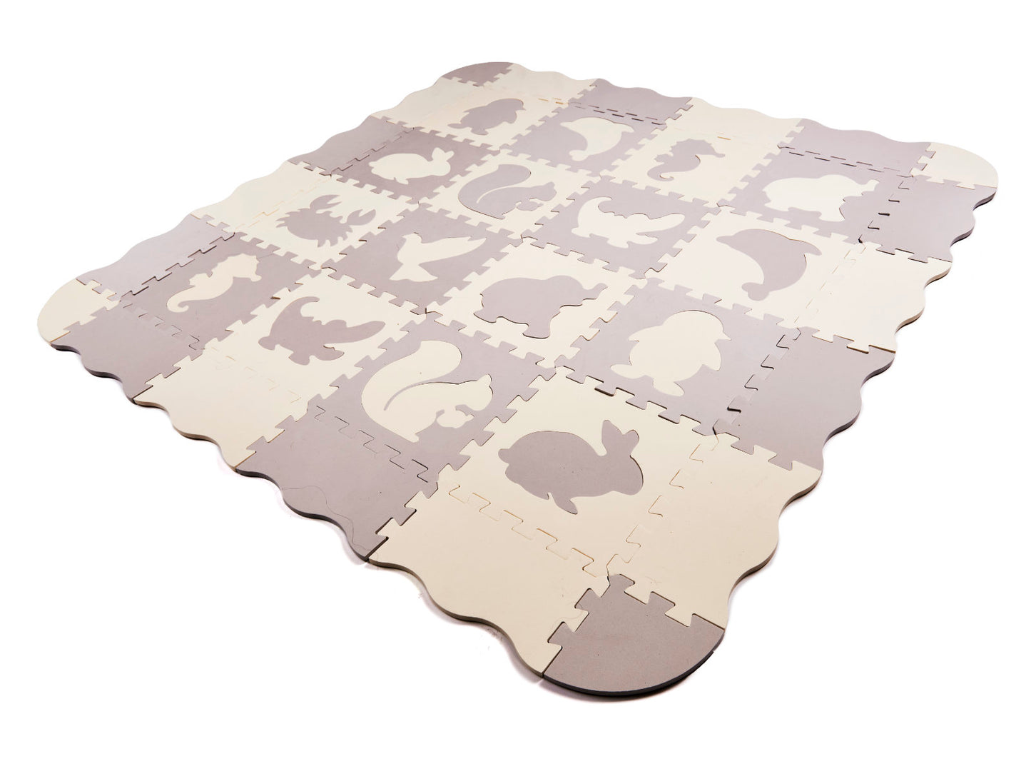 Mata piankowa edukacyjna puzzle EVA szaro-ecru 144 x 144 cm 36 el.