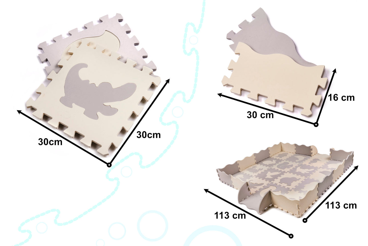 Mata piankowa edukacyjna puzzle EVA szaro-ecru 144 x 144 cm 36 el.