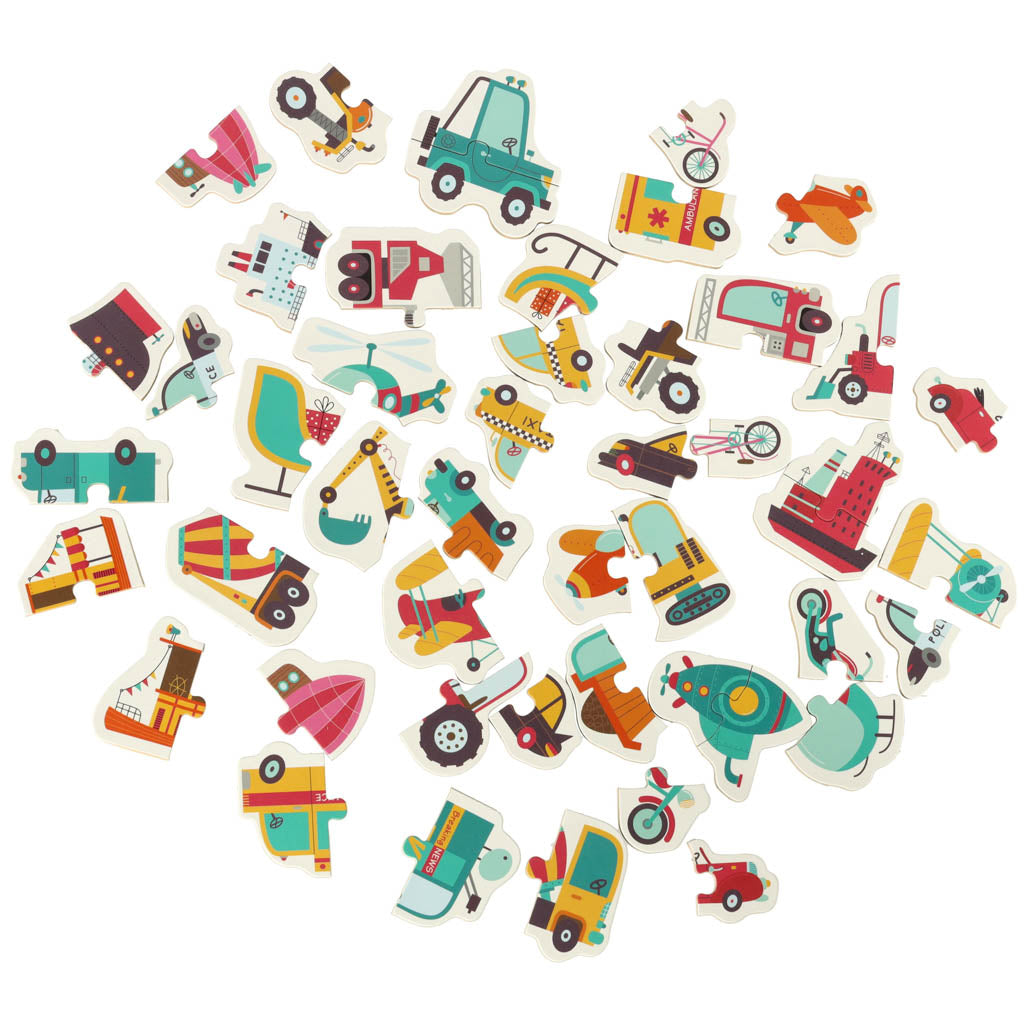 Puzzle dla dzieci układanka w puszce pojazdy 48 puzzli 24 obrazki