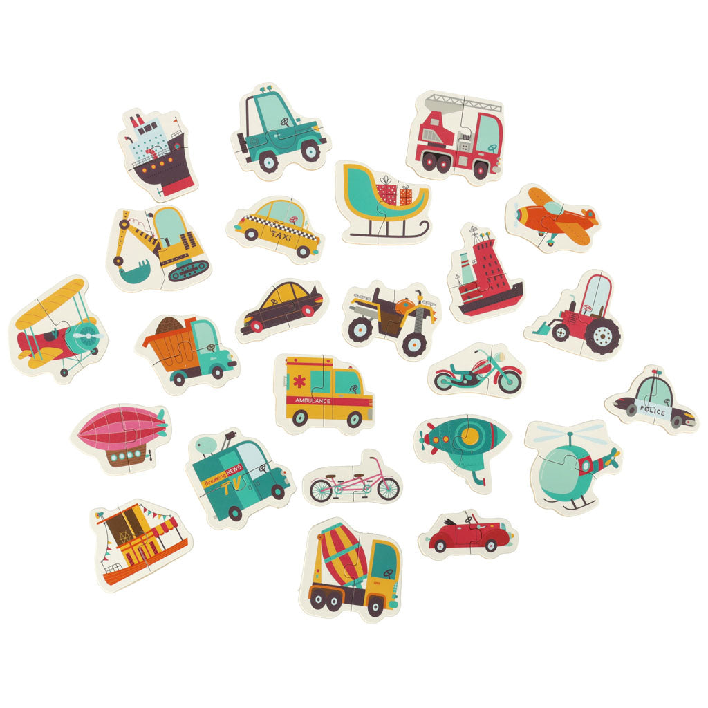 Puzzle dla dzieci układanka w puszce pojazdy 48 puzzli 24 obrazki