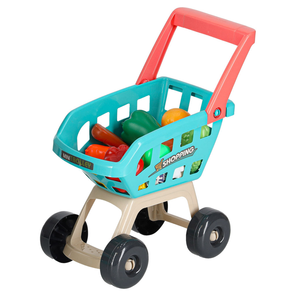 Sklep dla dzieci supermarket stragan wózek na zakupy akcesoria miętowy