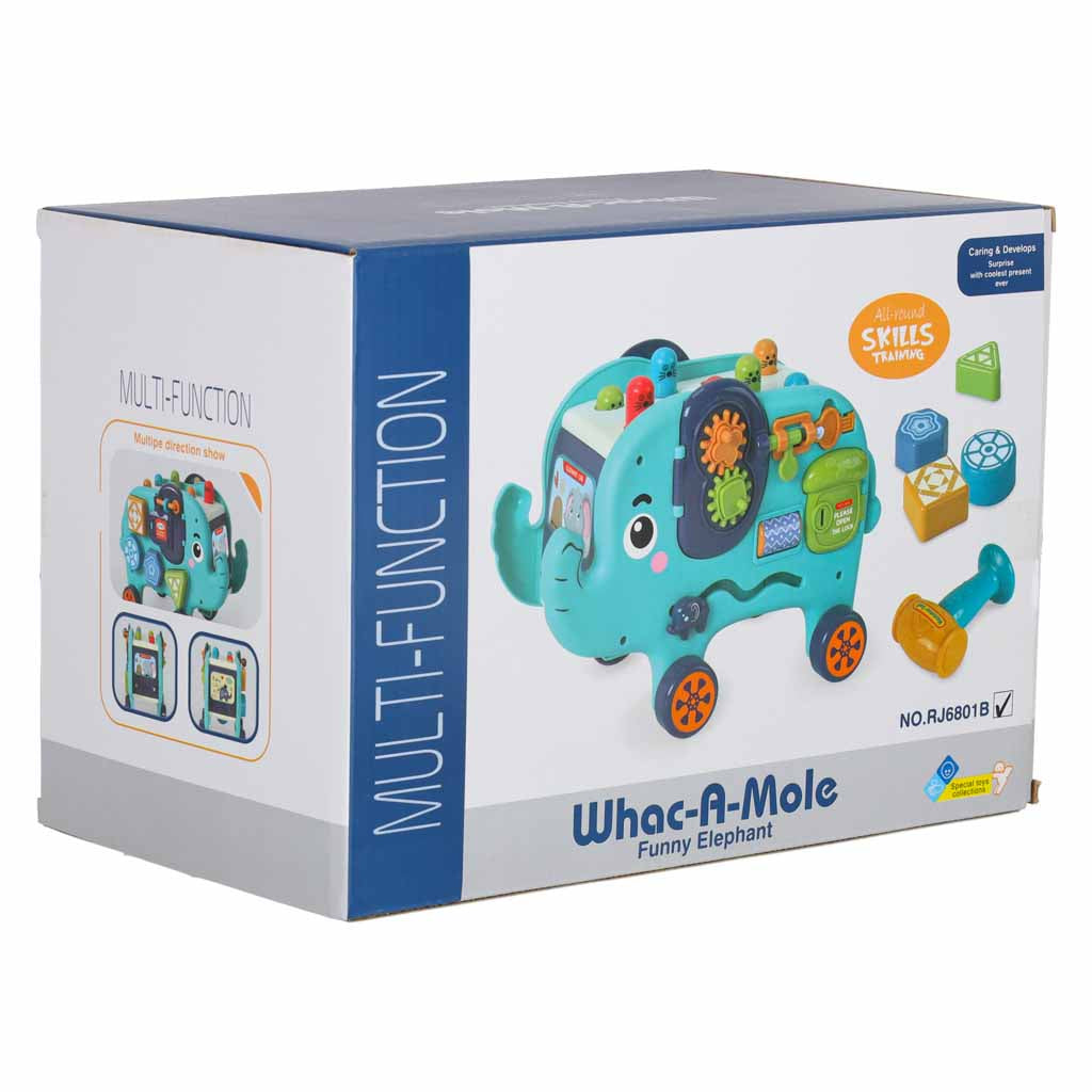 Słonik tablica manipulacyjna montessori wbijak sorter klocki młotek 26cm