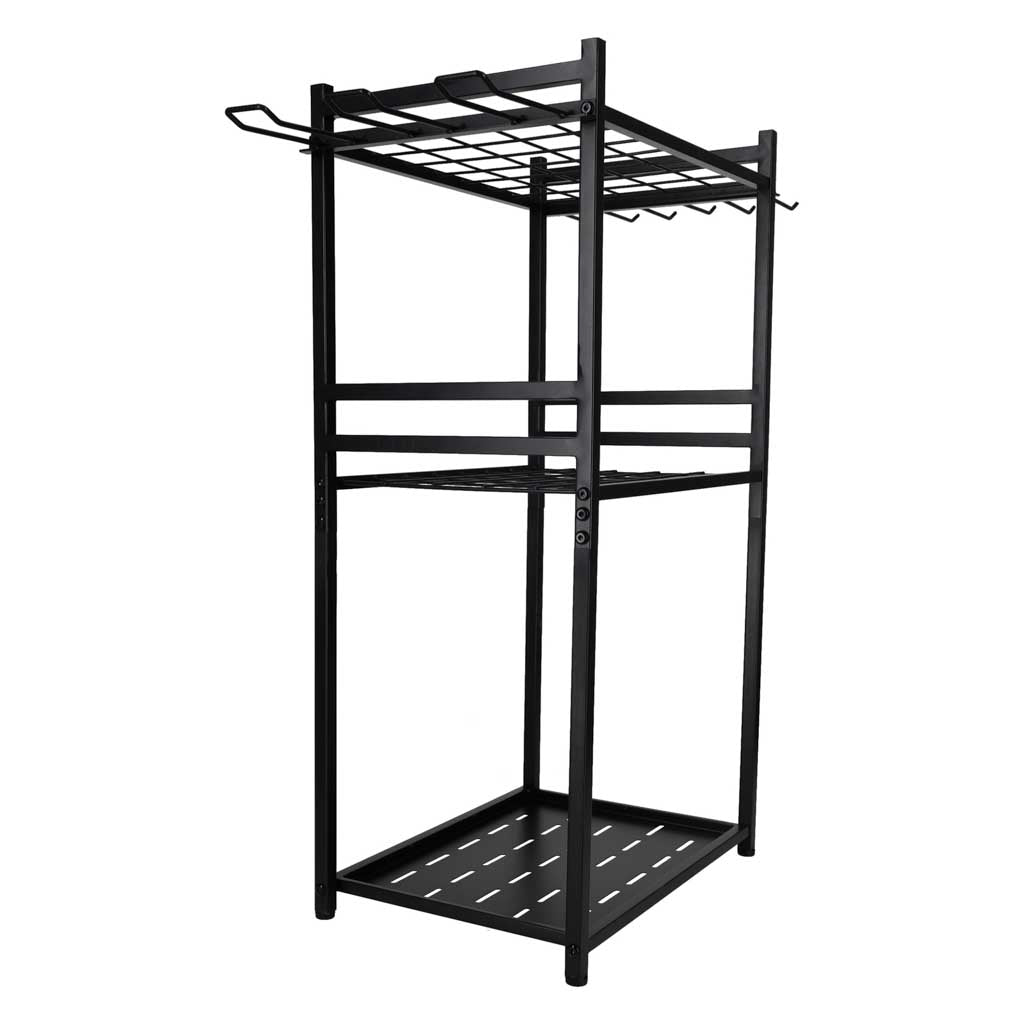 LUARO Metalowy stojak ogrodowy na narzędzia, organizer do grabi, łopat i mioteł, czarny, 81 cm