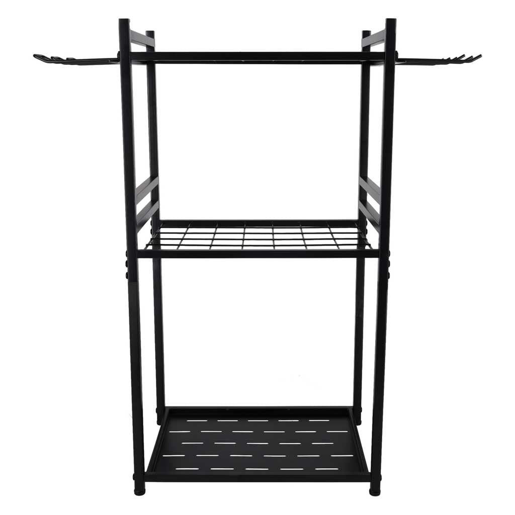 LUARO Metalowy stojak ogrodowy na narzędzia, organizer do grabi, łopat i mioteł, czarny, 81 cm
