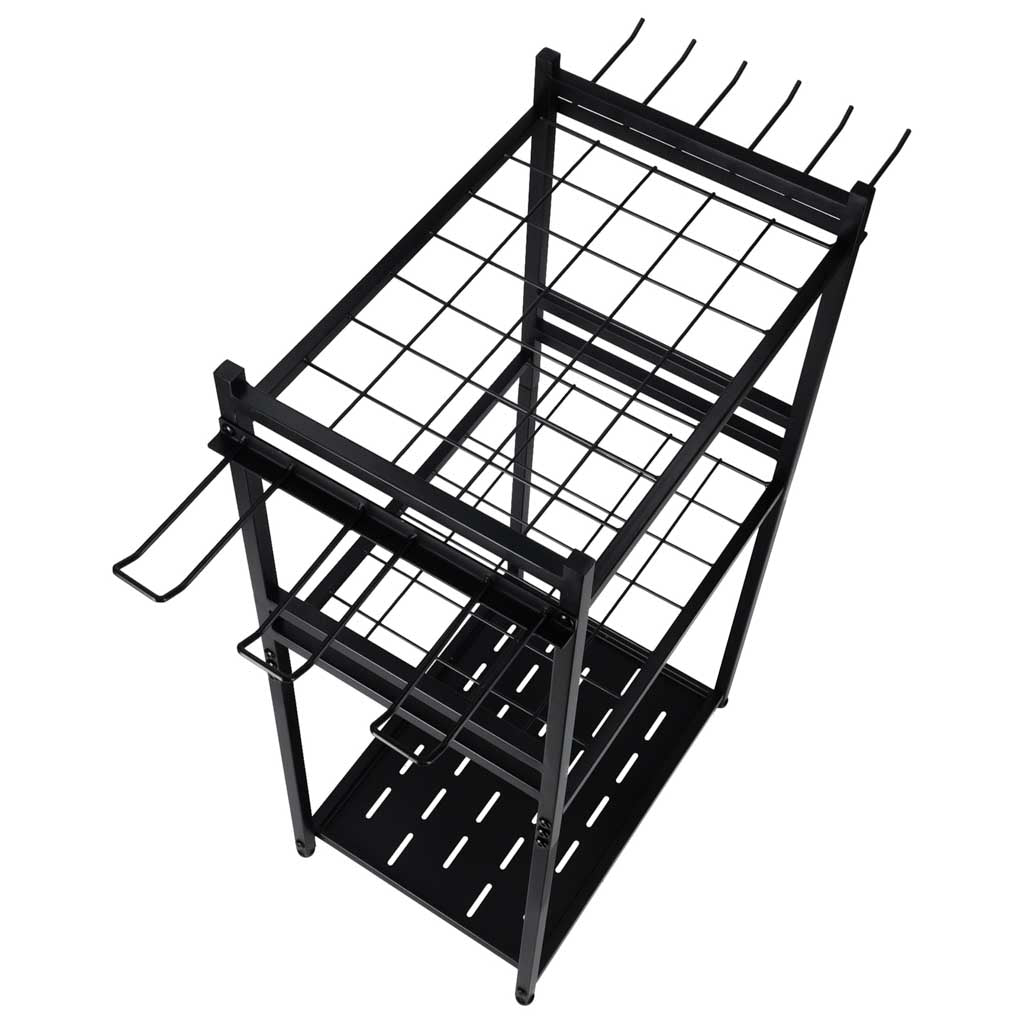 LUARO Metalowy stojak ogrodowy na narzędzia, organizer do grabi, łopat i mioteł, czarny, 81 cm
