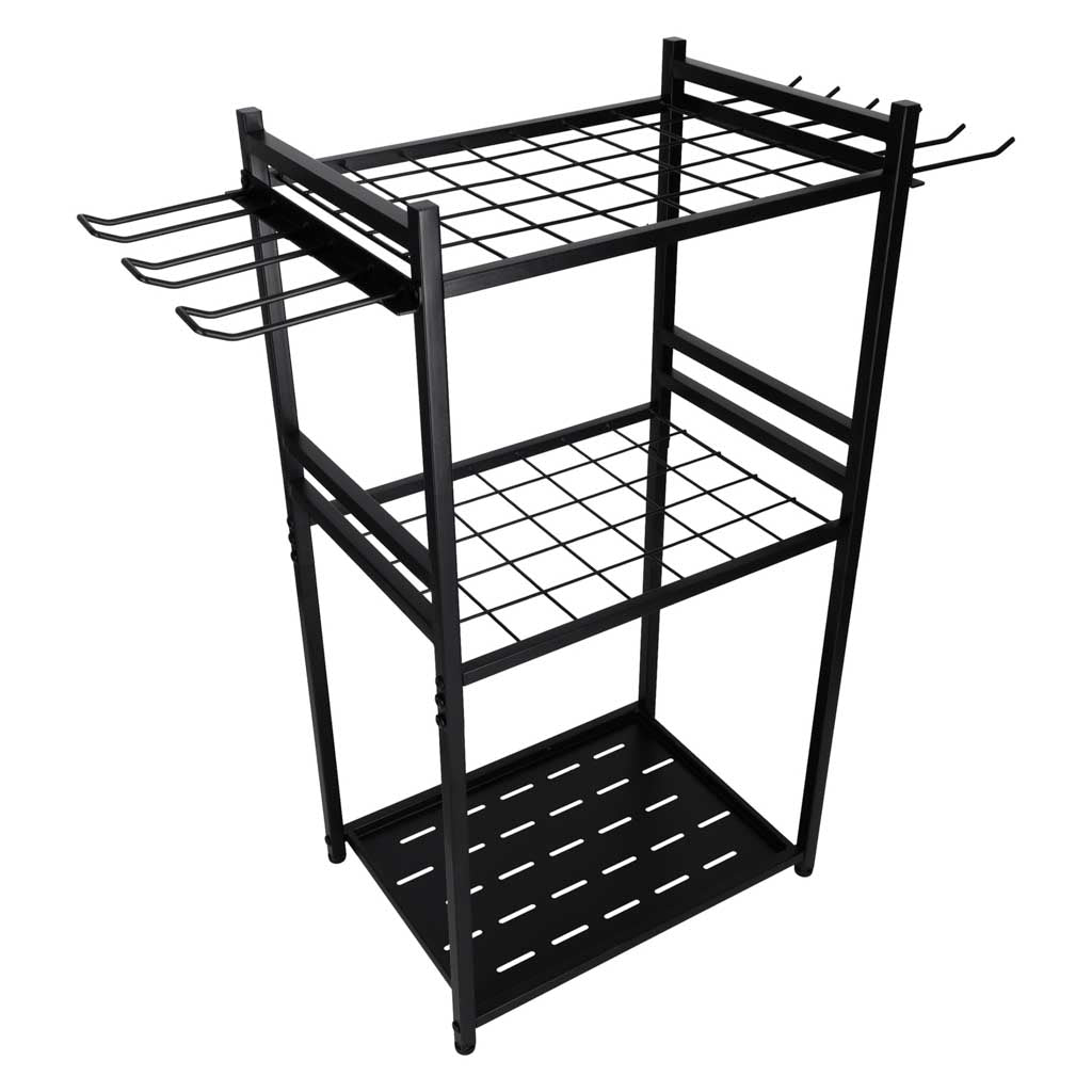 LUARO Metalowy stojak ogrodowy na narzędzia, organizer do grabi, łopat i mioteł, czarny, 81 cm